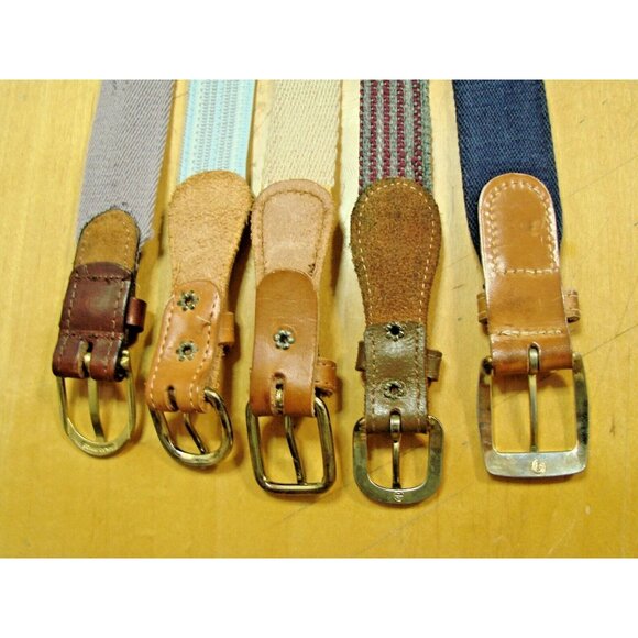Lot of 5 Woven Canvas and Leather Belts Sizes 32-34 Multicolor Golf Dress Work - Picture 11 of 11
